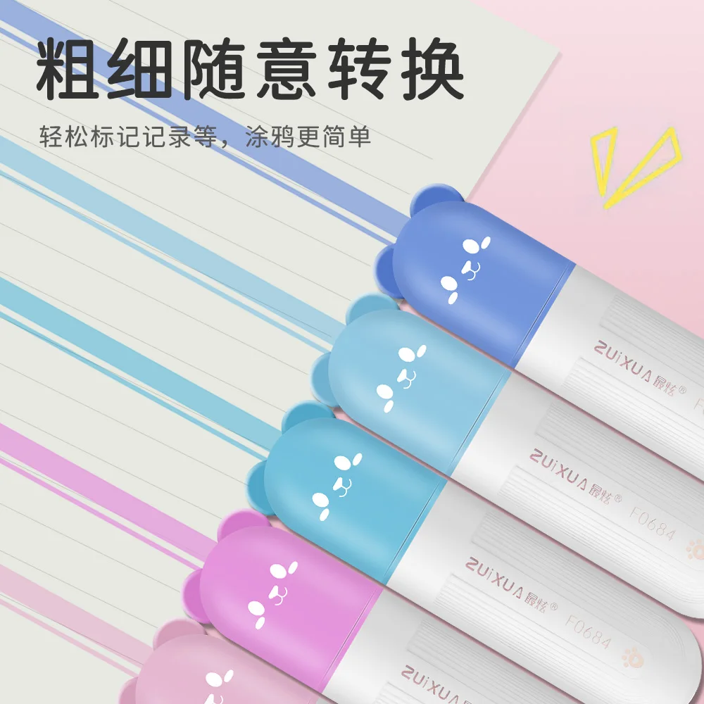3 ألوان فسفورية Kawaii الدب عالية ملونة للاجتماعات ملاحظة أقلام تحديد الفلورسنت مكتب الفن القرطاسية اللوازم المدرسية.