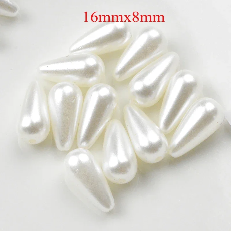 FLTMRH 5mmx7mm 10mmx6mm 12mmx6mm ABS Tear Drop Beads White/Ivory Imitation Pearl Beads For DIY Jewelry Making Indian Beads