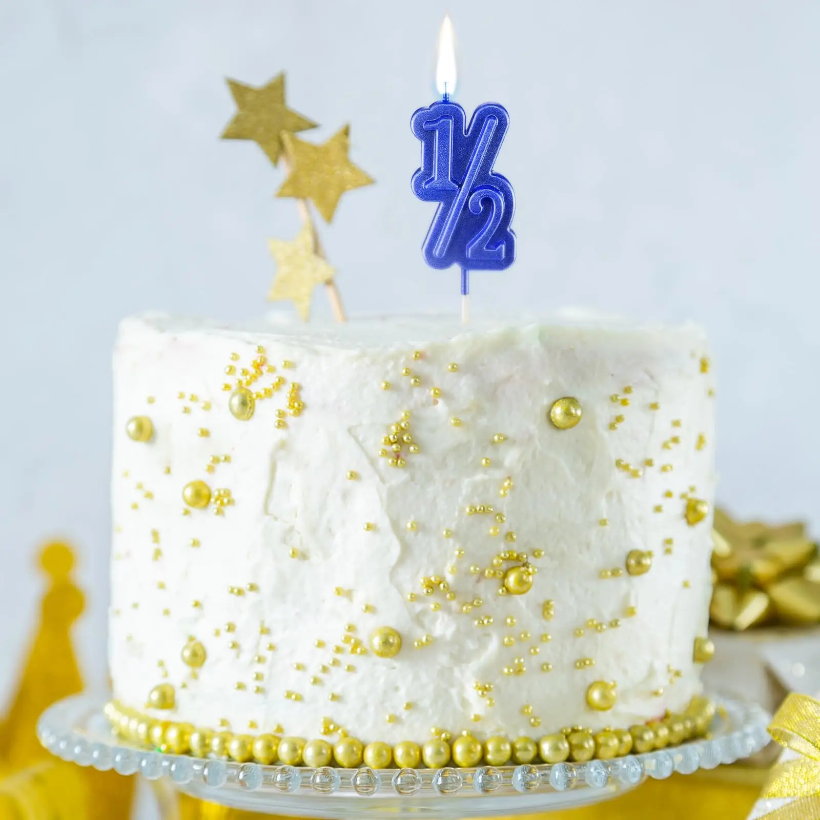 Half Birthday Candle Half 1/2 Year Old Cake Topper for Baby's Half Year Old Birthday Anniversary Celebration Party Decorations S