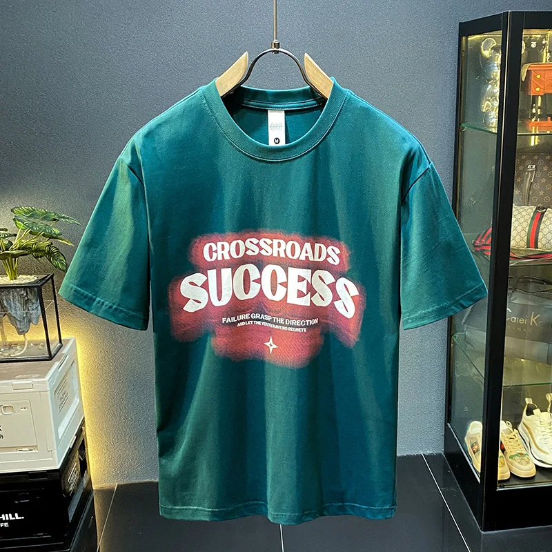 

High end casual short sleeved T-shirt for men's summer 2025 new fashion retro men's clothing street trend top