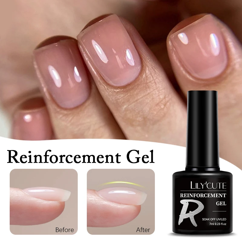 LILYCUTE Self-leveling Reinforcement Gel Base Top Coat Soak Off UV LED Gel Nail Polish Semi Permanent Multifunction Gel Varnish