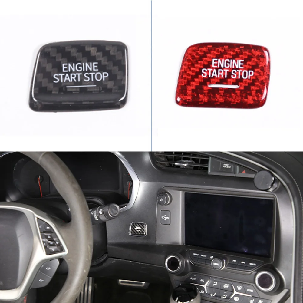 

Carbon Fiber Car Start Stop Push Button Trim Cover For Corvette C7 Ignition Switch Button Cover Decoration Car Styling