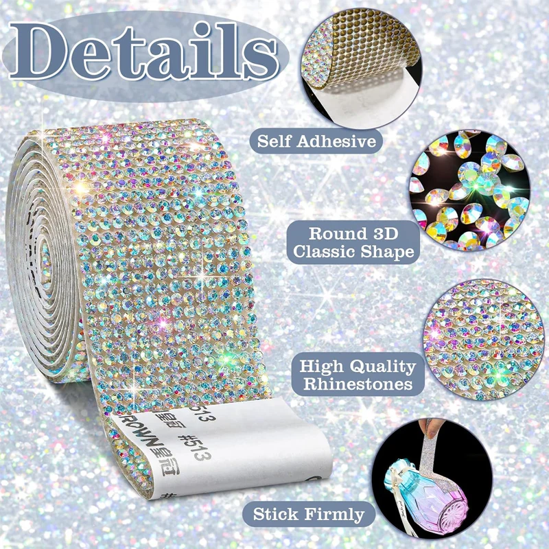 1Yard Rhinestone Ribbon Bling Crystal Diamond Ribbon Roll Wrap Glittering Rhinestones Sticker For Decoration Car DIY Arts Crafts
