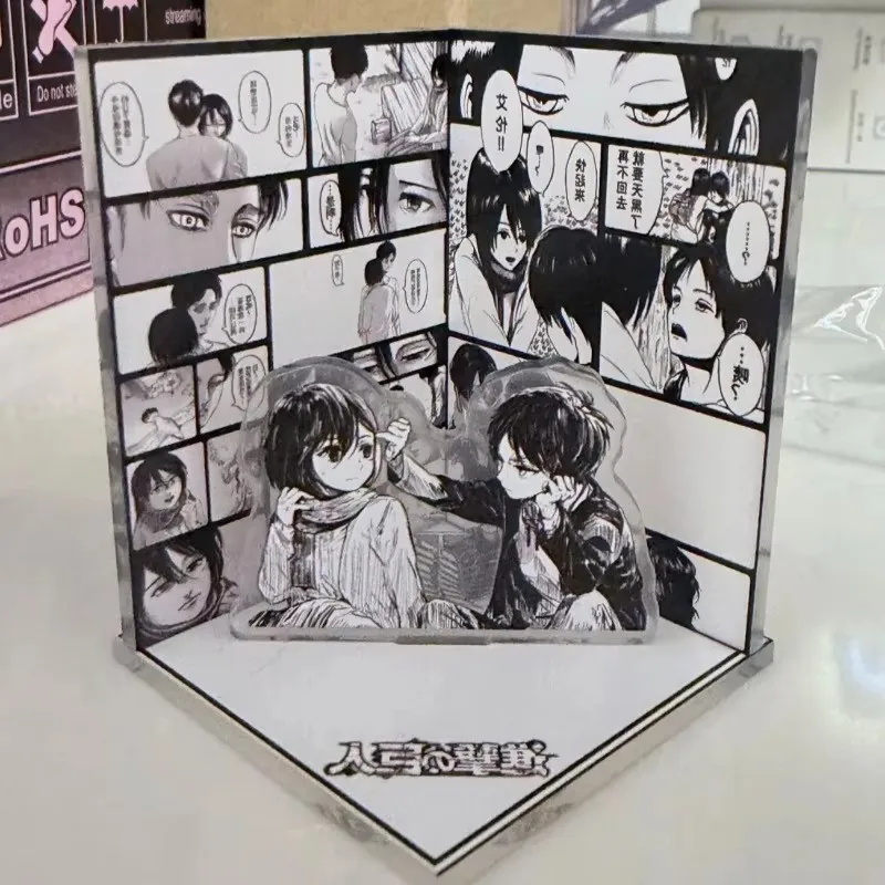 Attack on Titan Acrylic Scene Sign Board Mikasa·Ackerman Eren Jaeger Anime Peripheral Creativity Scene Modeling Desktop Ornament