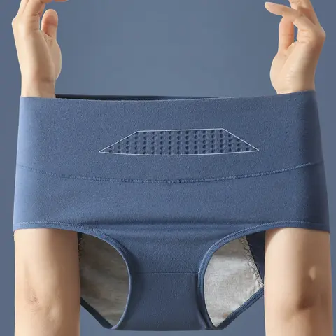 높은 허리 월경 여성 팬티는 기간 바지를 넓힙니다 누출 방지 생리 속옷 코튼 플러스 사이즈 L-4XL 여성 팬티