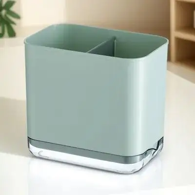 

1pc Multifunctional Chopstick Holder Countertop Pp Plastic Dual Compartments Space Saving Dense Hole Drainage