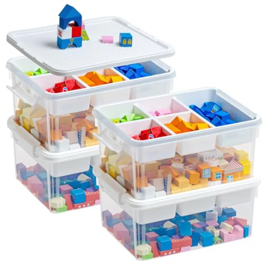 

Большие пластиковые контейнеры для хранения объемом 17 кварт с крышкой-основанием и съемным лотком, органайзеры для Лего и хранения бусин