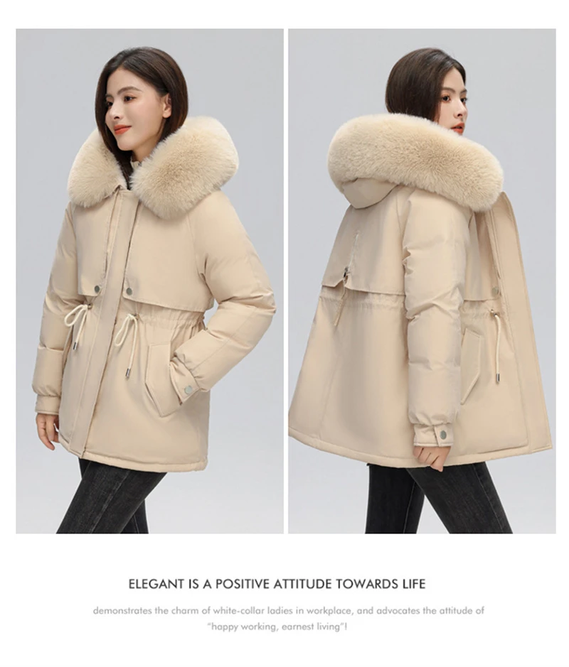 Winter Coat New Women's Thick Cotton Jacket Women's Medium Long Korean Version Fur Collar Coat Female Warm Parka Overcoat