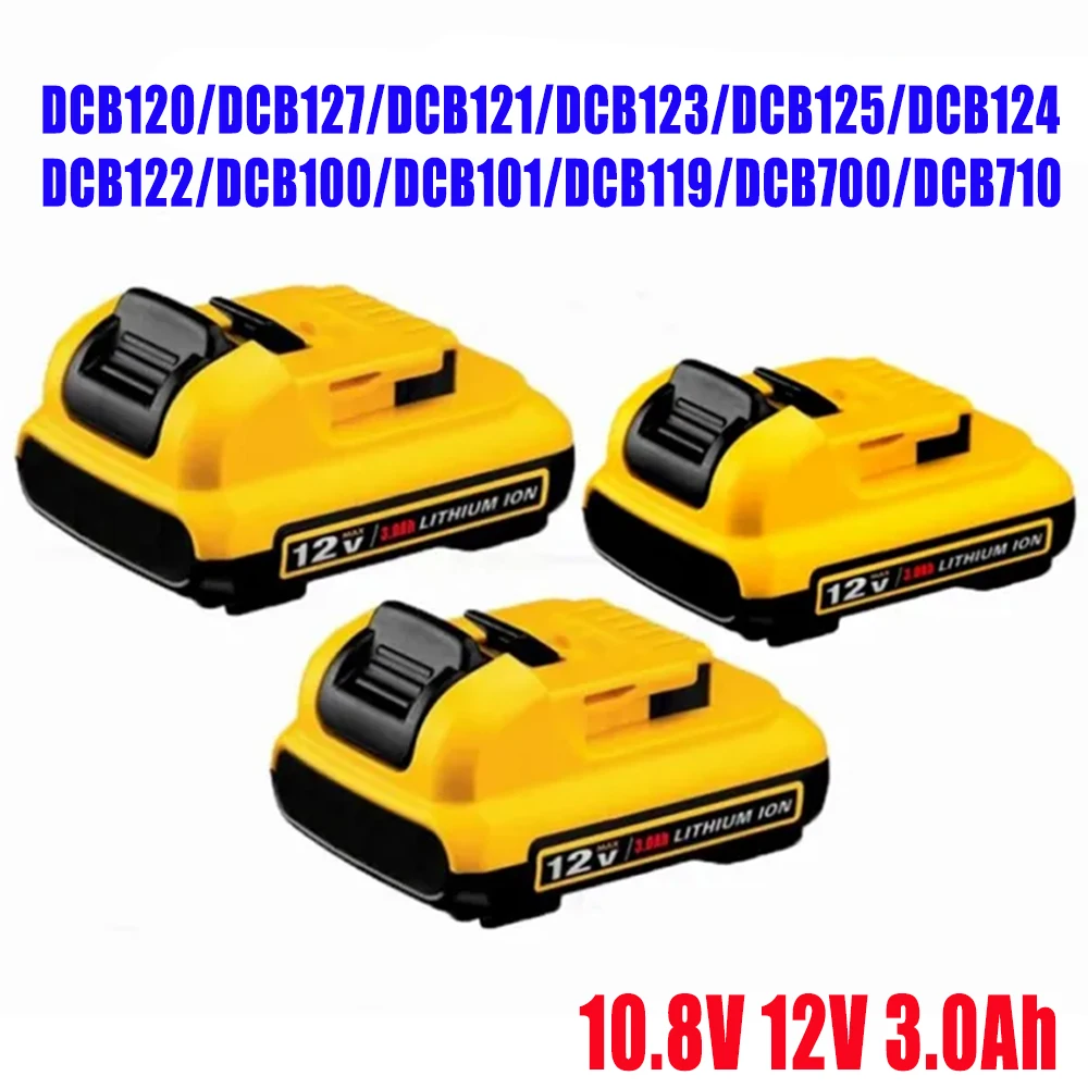 Replacement for Dewalt DCB120 Lithium-ion Batteries 12V 3Ah Battery DCB123 DCB125 DCB124 DCB122 DCD710 Power Tools Battery