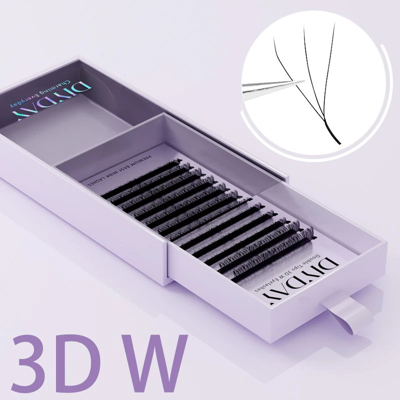 DIYDAY Extensión de Pestañas Forma W 3d 4d 5d 6d 7d 8d Pestañas W Naturales Suaves Premade Efecto Flor para Maquillaje de Belleza 2