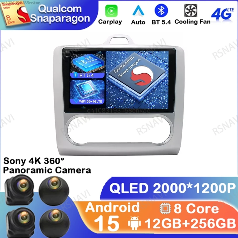 

Android 15 For Ford Focus 2 3 Mk2 Mk3 2004 2005 - 2011 Qualcomm Wireless Carplay Auto 4G LTE Head Unit DSP Viedo Player DVD QLED