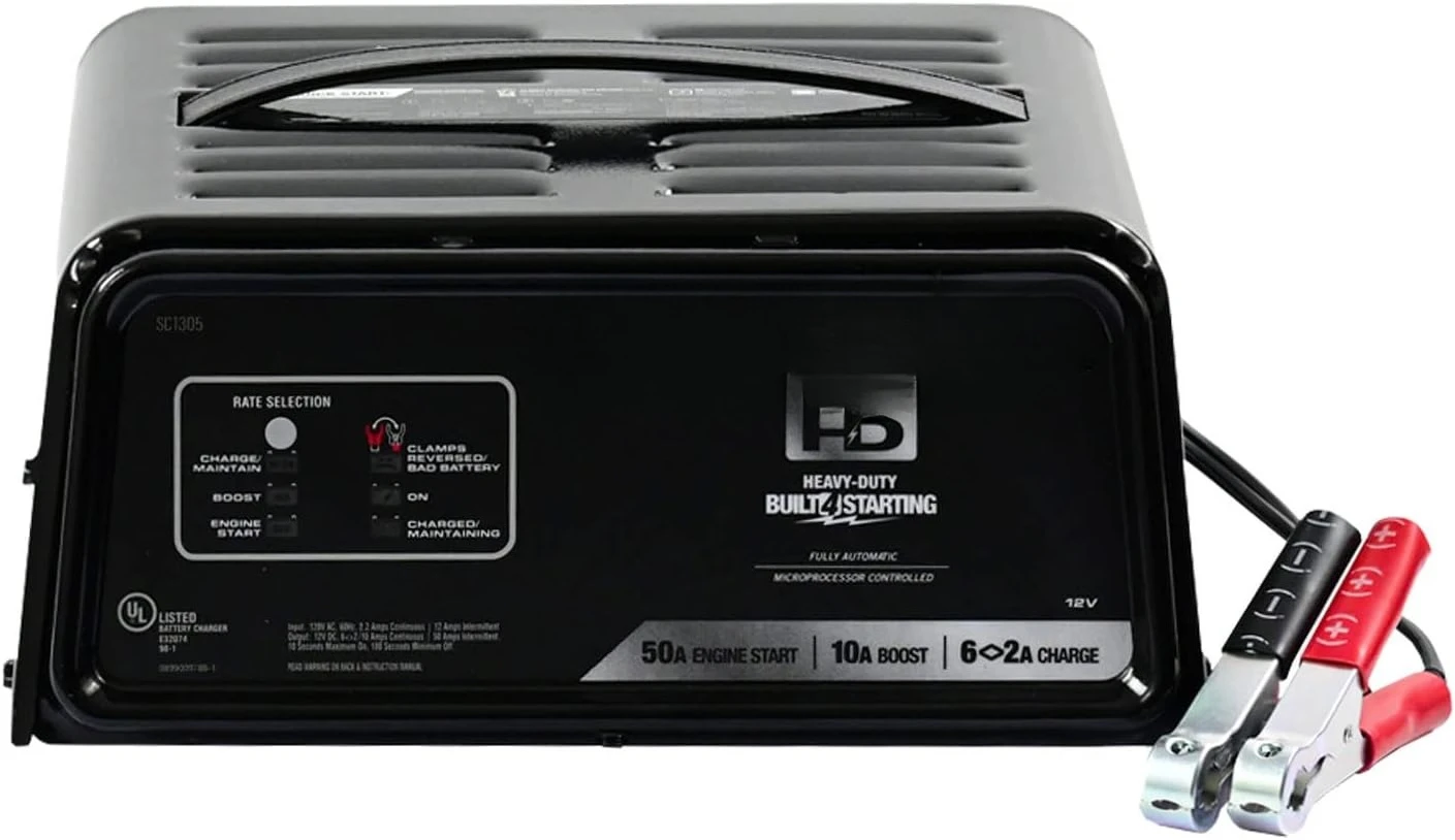

6A Battery Charger and 50A Engine Starter, 4-in-1 Solution for 12V Batteries, Battery Maintainer, 10A Boost, SC1305