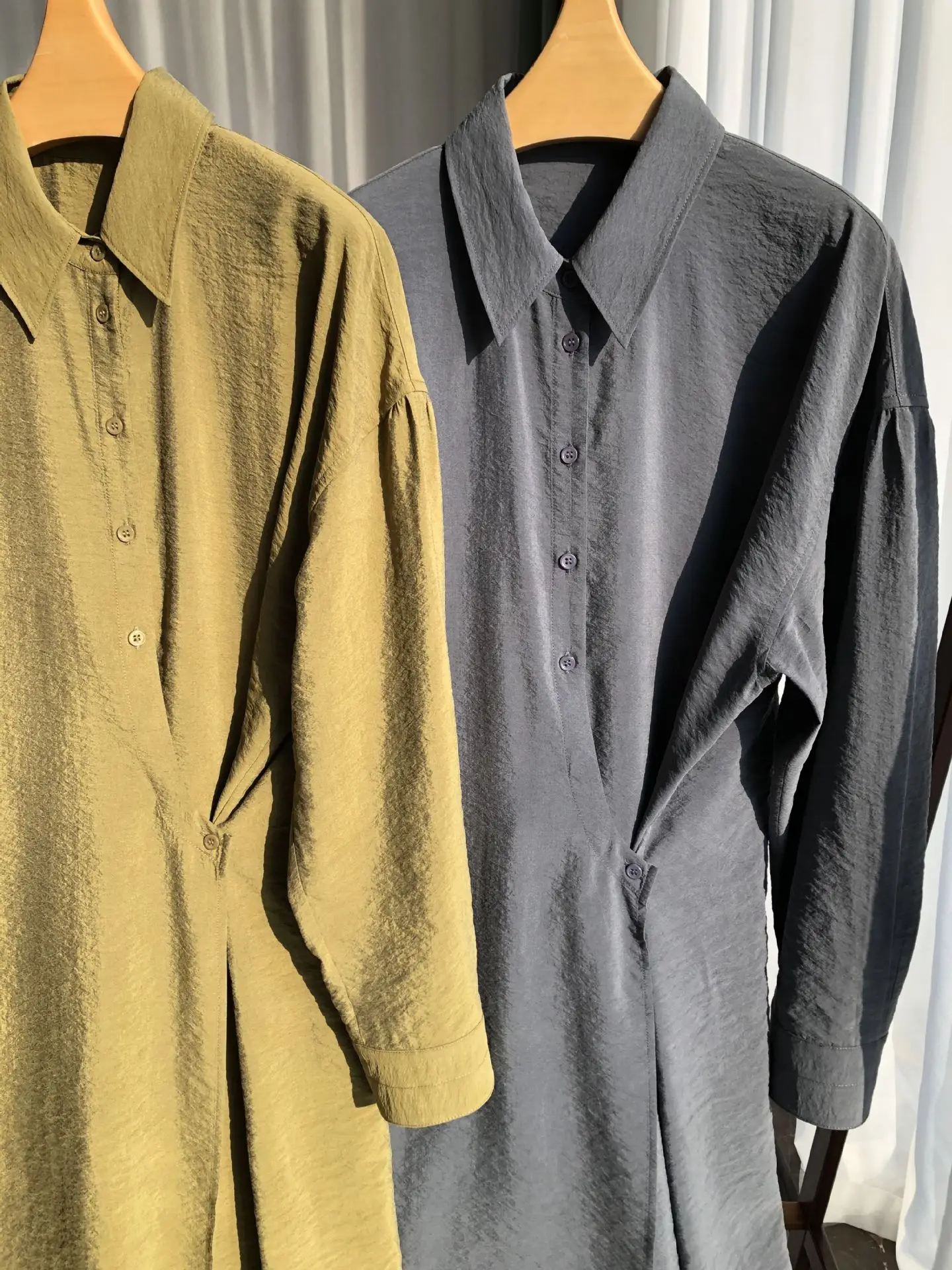 버드트리 여성용 74.9% 리얼 드라이 실크 드레스, 턴다운 칼라 폴드, 우아한 패션 원피스, 2024 용수철 루즈 D41581QM, 17.9mm