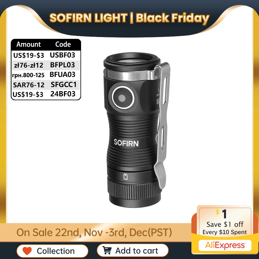 Sofirn Mini SC13A Anduril Powerful Flashlight 519A LED 1300lm 18350 Rechargeable Led Light 95 High CRI Torch Lamp with Magnetic