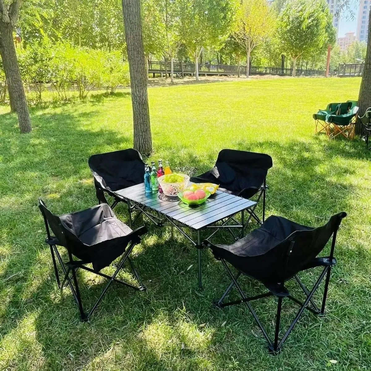 

Folding table and chair set, thickened casual camping table and chair