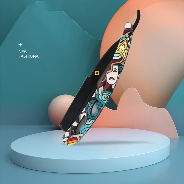 Chuyên Nghiệp Hướng Dẫn Sử Dụng Máy Cạo Râu Thẳng Viền Thép Không Gỉ Sắc Bén Cắt Tóc Dao Cạo Gấp Cạo Râu Cắt Nhiều Màu Sắc