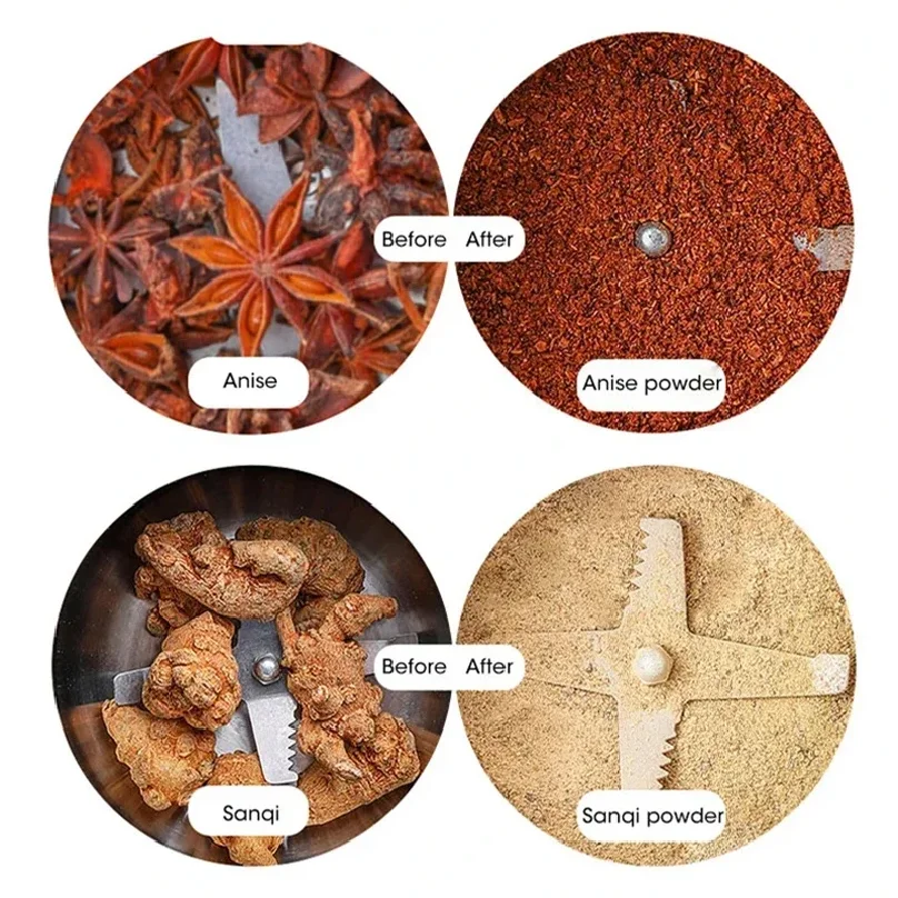 مطحنة كهربائية صغيرة منزلية 300 مللي متناهية الصغر طاحونة أغذية الأطفال مطحنة القهوة مطحنة التوابل والفلفل مطحنة الحبوب 4 شفرات #6