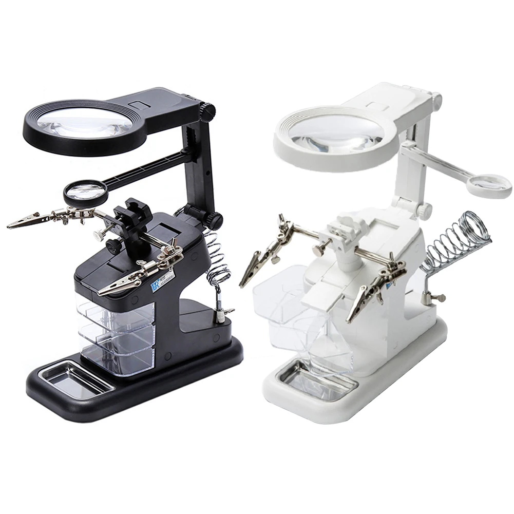 

B50 Magnifying Glass Clip Clamp Desktop Repair Tool Welding Magnifying Glass with 10 LED Light Auxiliary Clip Soldering