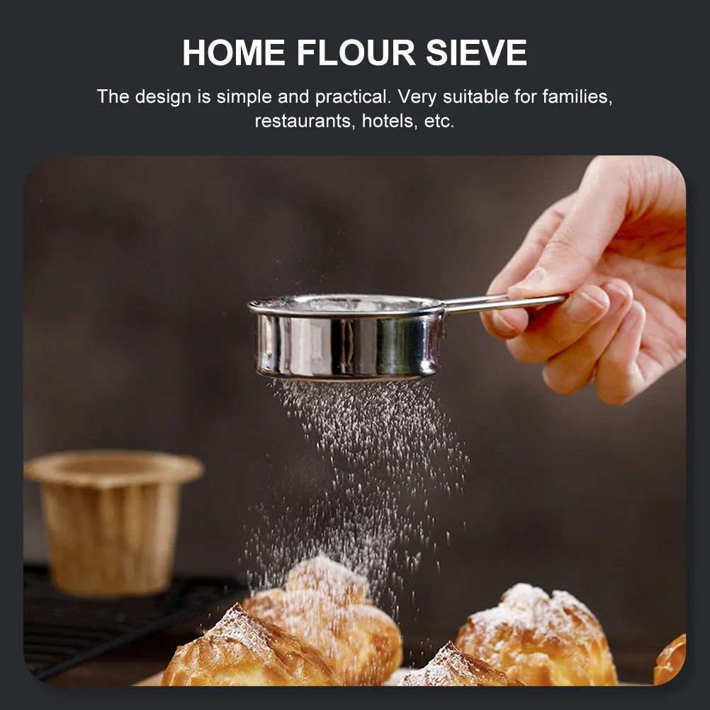 

2Pcs StainlessSteel Sifter Sieve HomeKitchen Gadget FlourScreen Strainer ManualBaking Tool ModerateSize