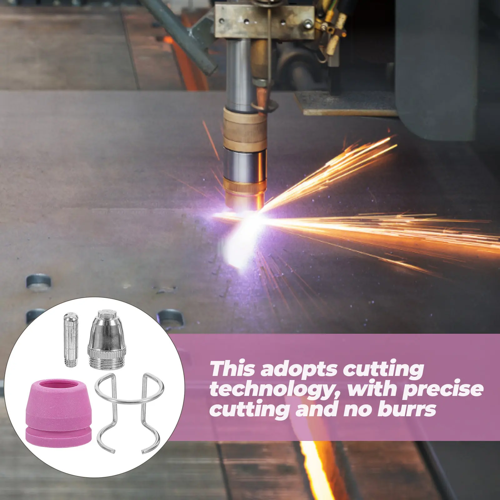 

1Set Plasma Cutter Accessory Consumables Nozzle Tips Electrodes Bracket Kit Precise Replace for Plasma Cutting