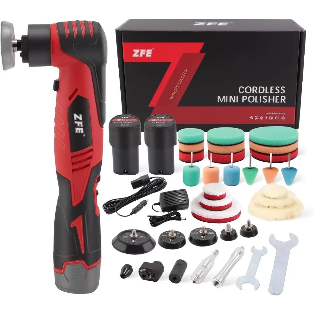 آلة تلميع السيارة الصغيرة ذات السرعة المتغيرة 12 فولت، آلة تفصيل السيارة، بطاريات قابلة لإعادة الشحن، ملمع لتفصيل السيارة