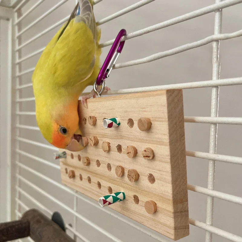 Funny Pet Parrots Grinding Chew Toy Wood Chew Training Supplies Natural Wood Keyboard Molar Toy for Pet Bird Tearing Grinding