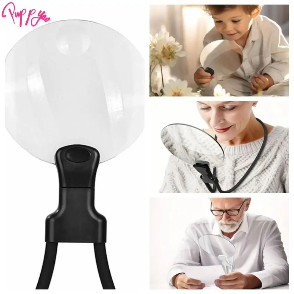 Reading 3X/10X Magnifying Glass Neck Hanging Large Hands Free Magnifier Black High Definition Adjustable Magnifier