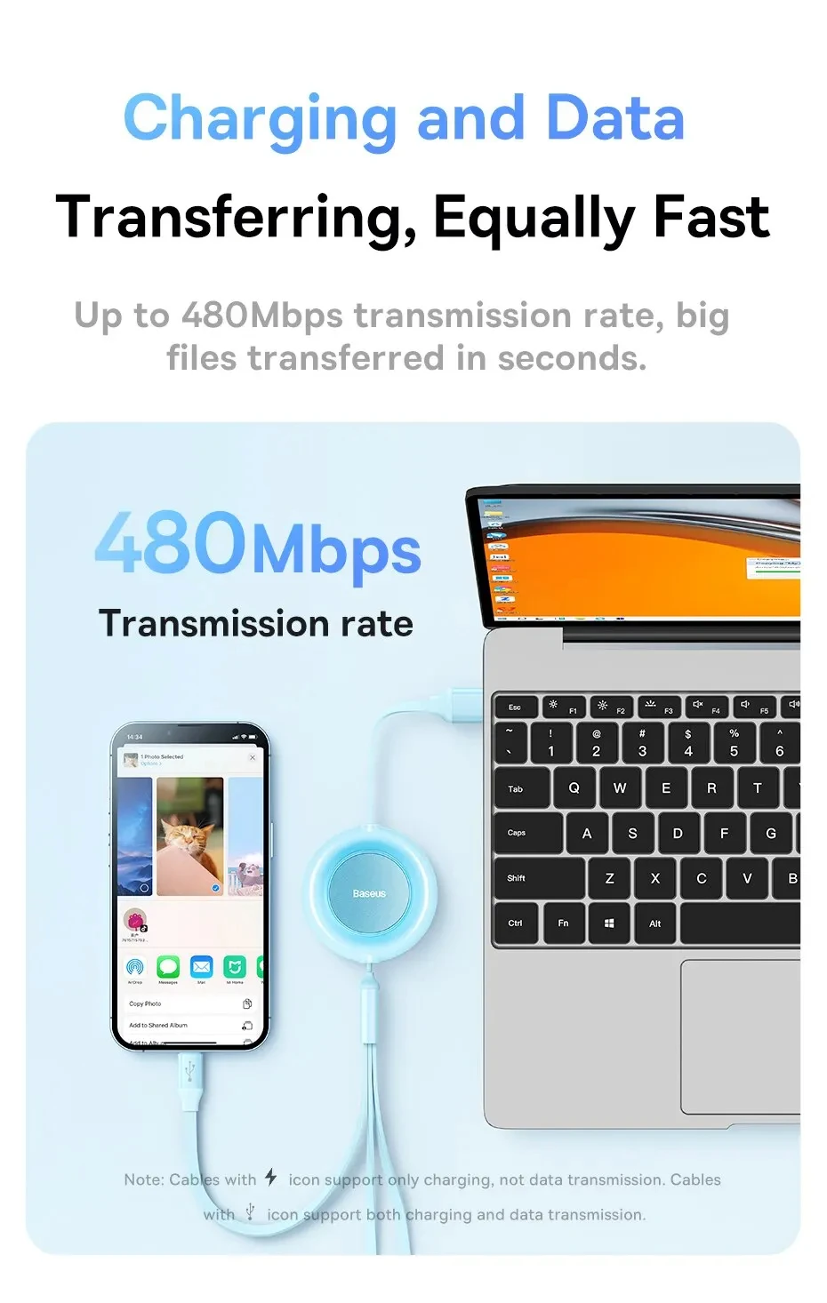 Baseus 3 in 1 Retractable USB Cable for iPhone Charger Fast Wire Charging Cable For Android Phone Type C For Xiaomi Samsung