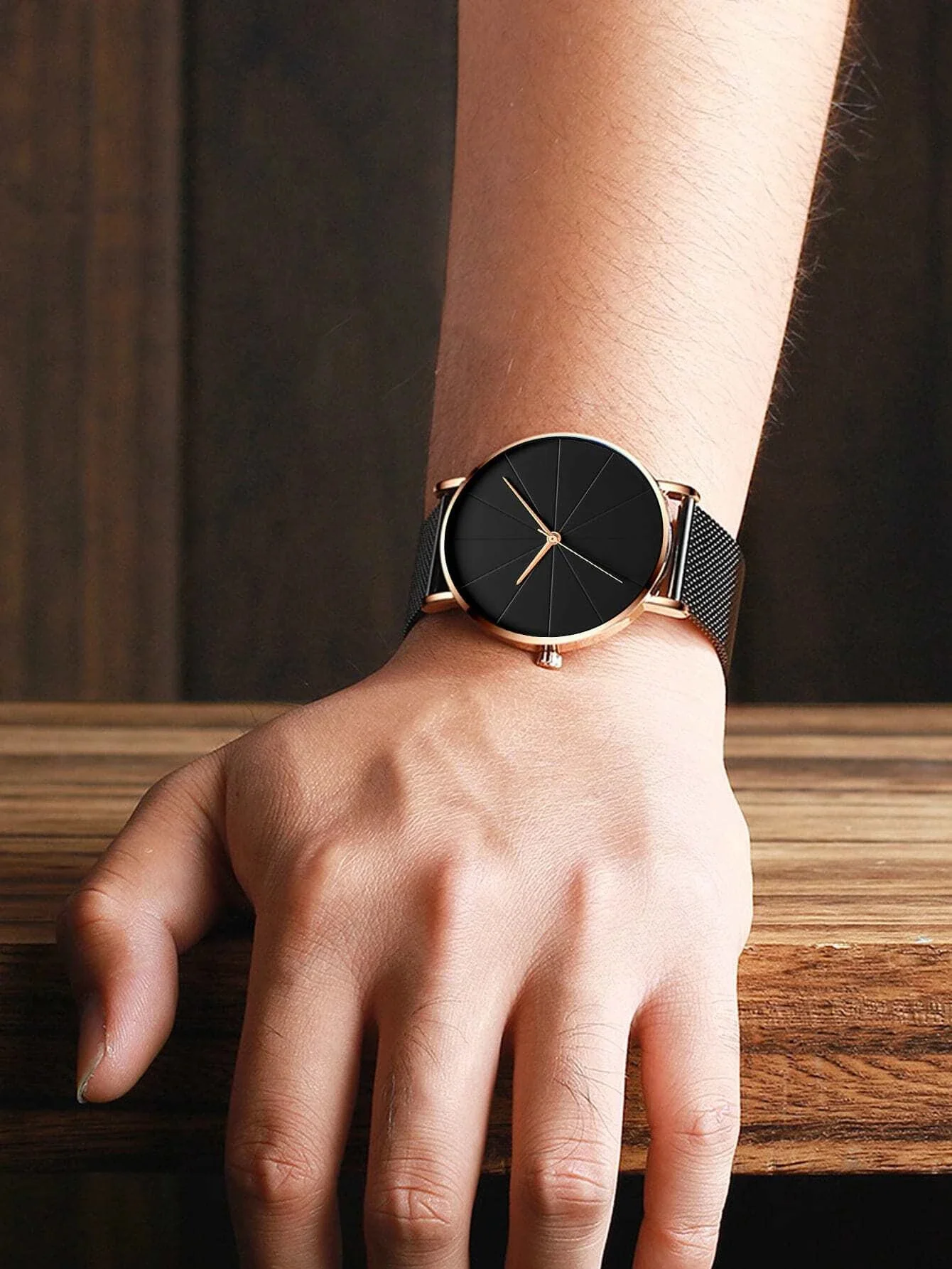 Изящные черные ультратонкие женские минималистичные кварцевые часы из сплава с сеткой для бизнеса и моды. Подарок на день рождения для нее.