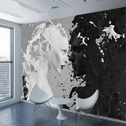Papier Peint Photo Personnalisé Noir et Blanc pour Amoureux du Lait, pour Mur 3 D, Salon, Chambre à Coucher, Boutique, Bar, 73 Murs, Rouleau