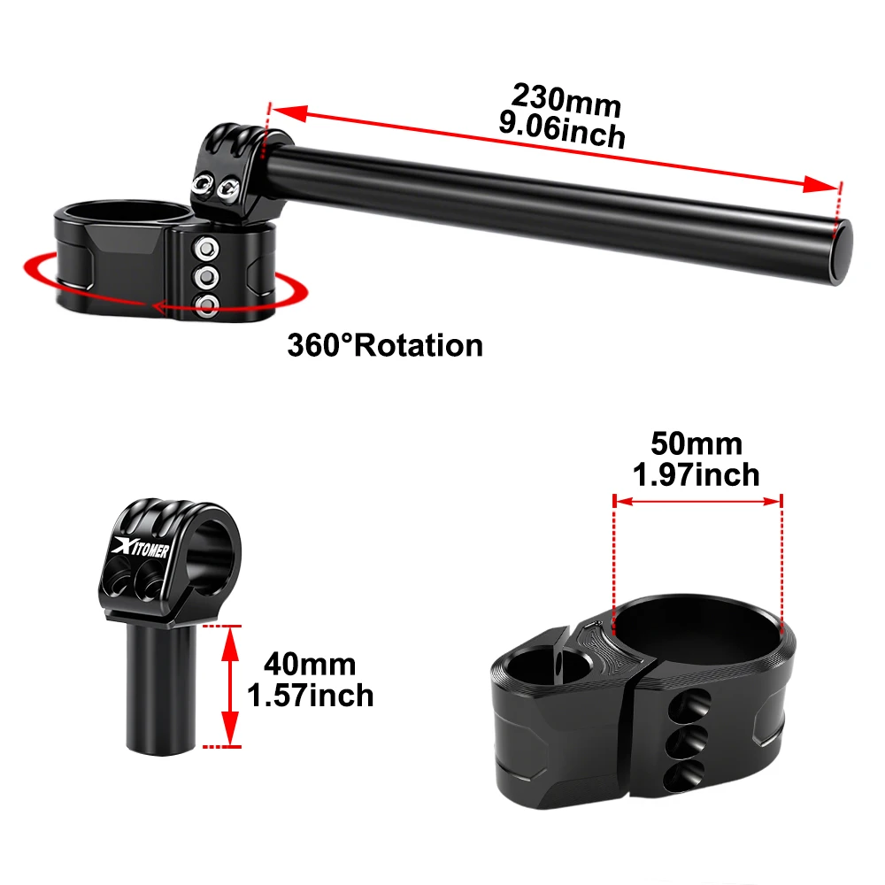 For Yamaha FZ8 FZ1 FZR 1000 MT-01 MT-10 XSR 900 R6 R1 ​YZF 750 R Clip-On HandleBar Raiser 50mm Adjustable Clip-ons Handlebar