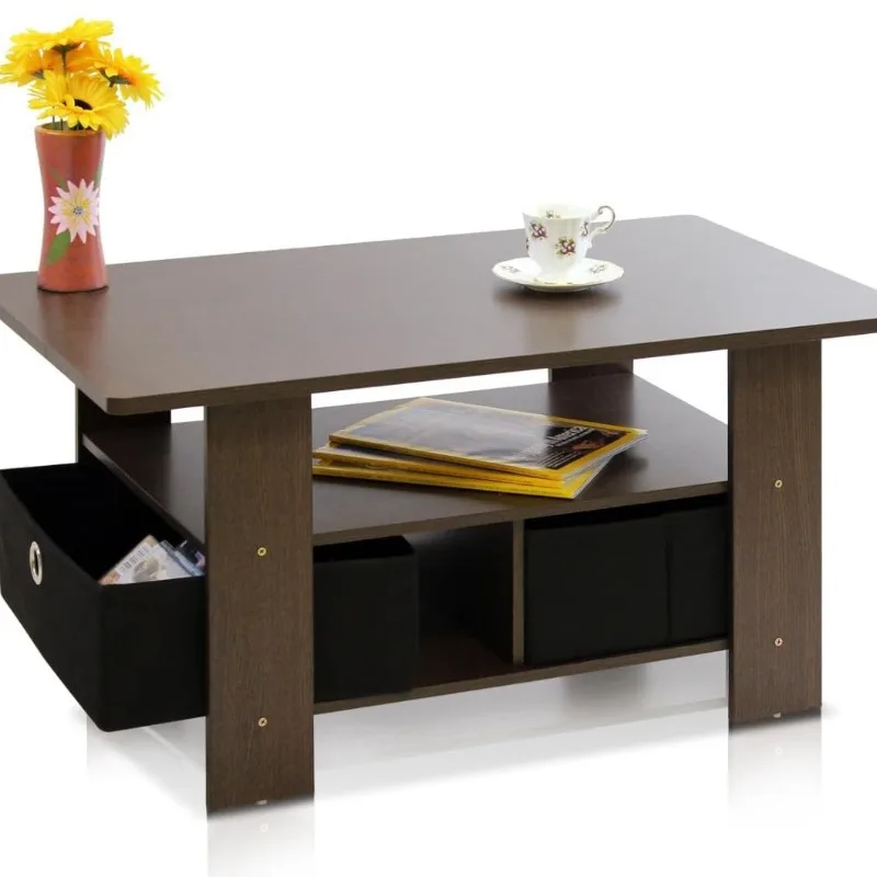 Coffee table living room coffee table storage with trash basket drawer living room apartment professional simple storage table