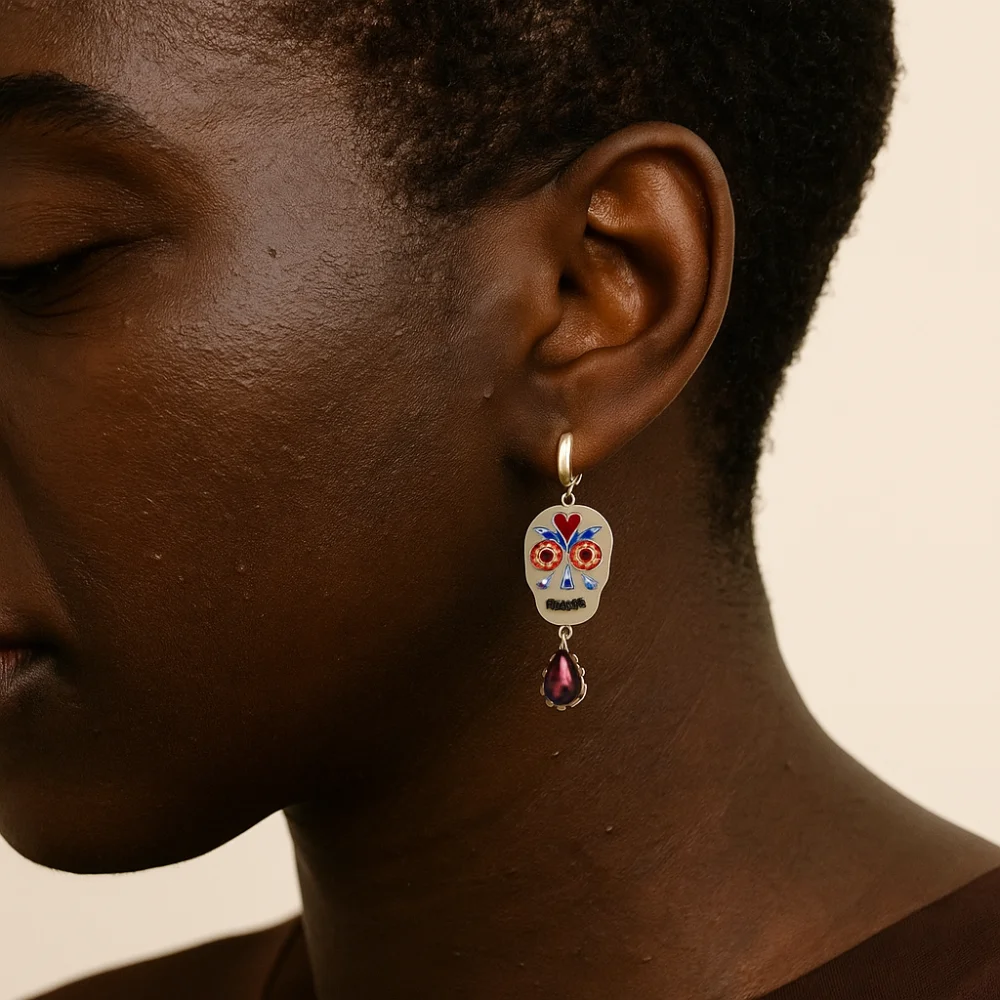 Панк-индивидуальный металлический кулон с черепом, ожерелье, литературный комплект ювелирных изделий, цепочка на ключицу, трендовые модные винтажные серьги на Хэллоуин