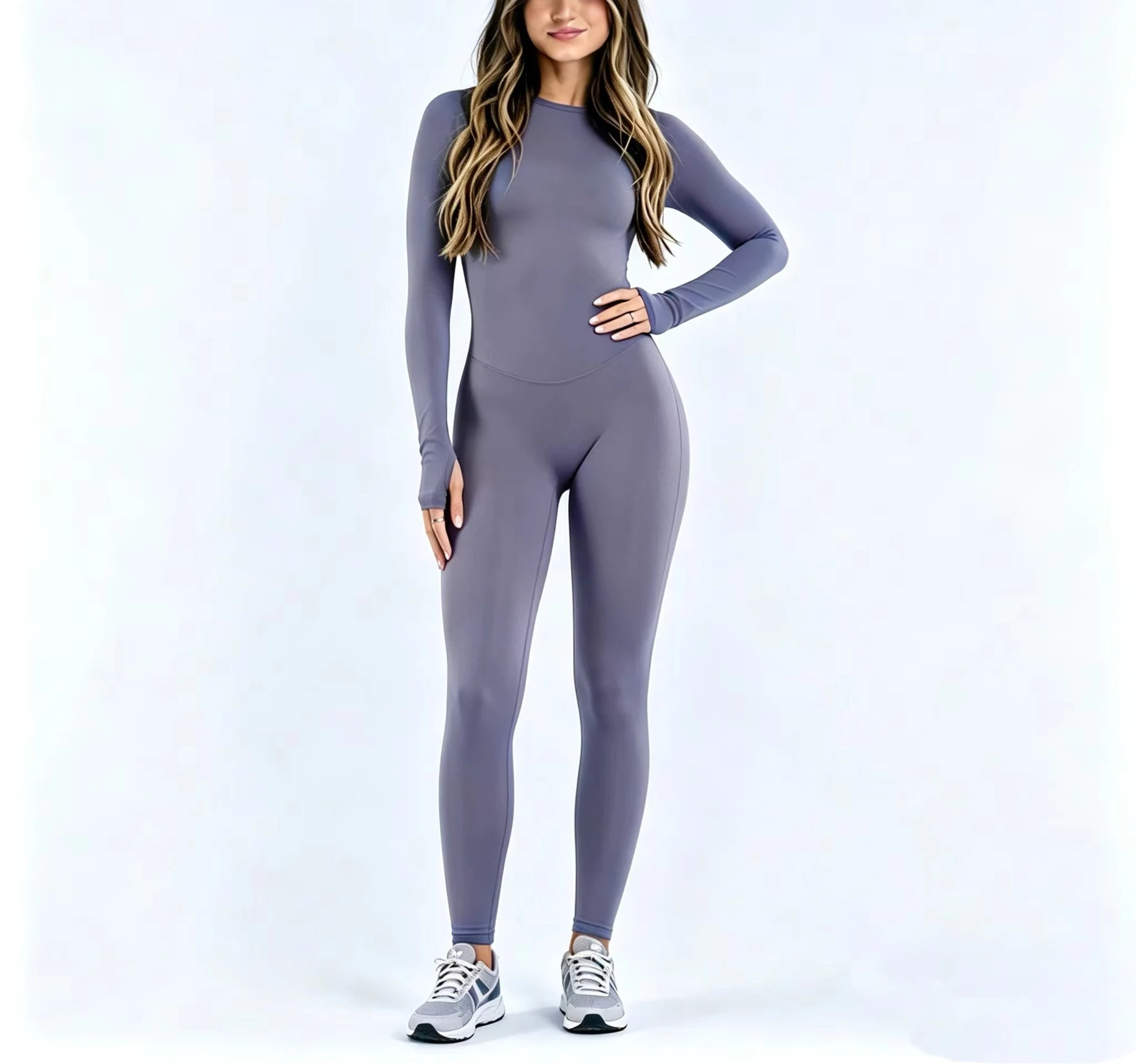 Impact Langarm-Hose Einteiler-Jumpsuit für Damen Rückenfrei Schlanke Passform Elastische Bauchkontrolle Yoga Fitness Sport Workout Bodysuit – Detail 3