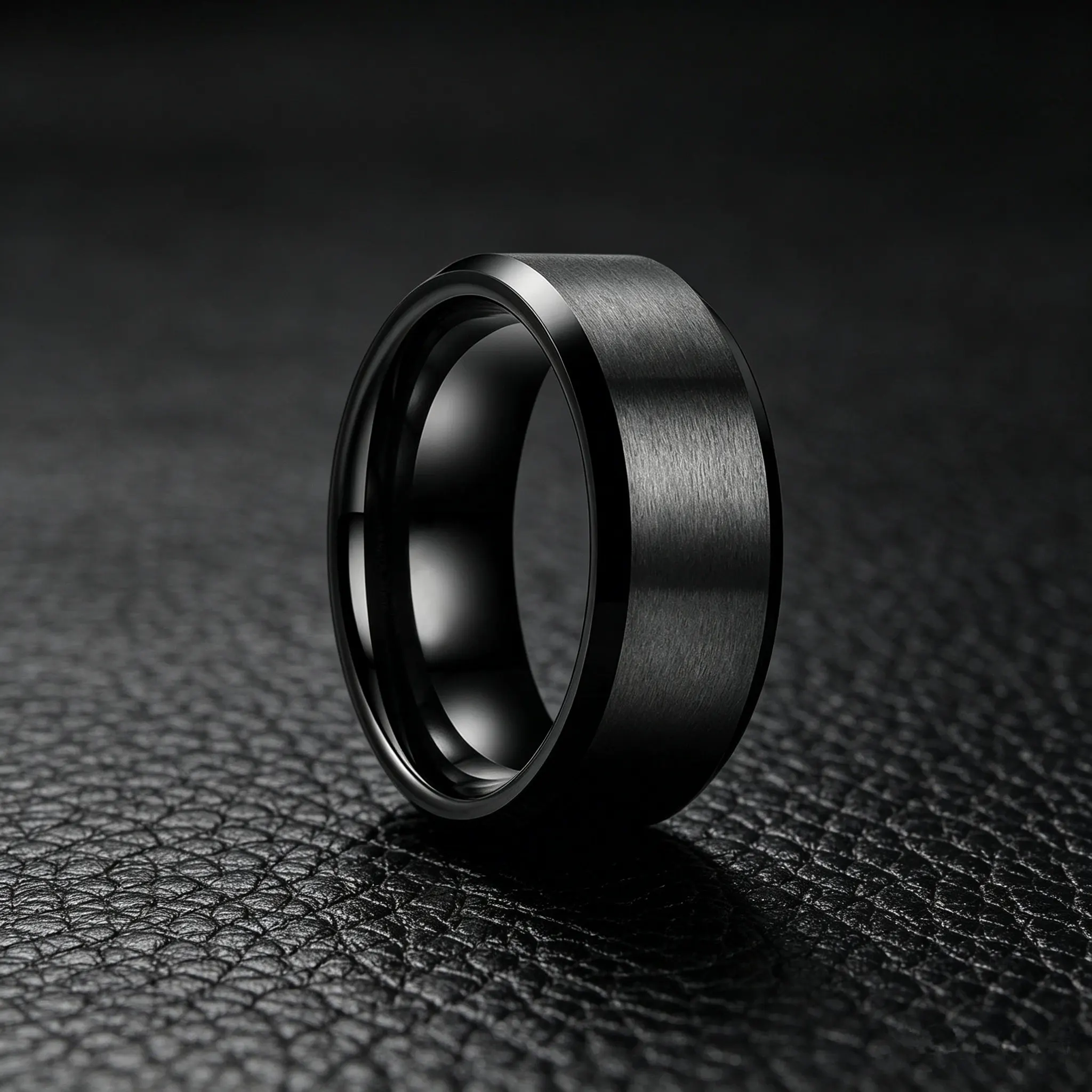8mm Matte Black Tungsten Carbide Ring For Men Brushed Beveled Edge Comfort Fit Wedding Band Anti Scratch Male Engagement Jewelry