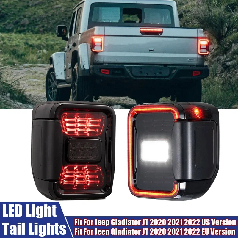 

2 шт./пара светодиодных фонарей для Jeep Auto, задние стоп-сигналы, светодиодные фонари заднего хода, подходят для Jeep Gladiator JT 2020 2021 2022 США, версия ЕС