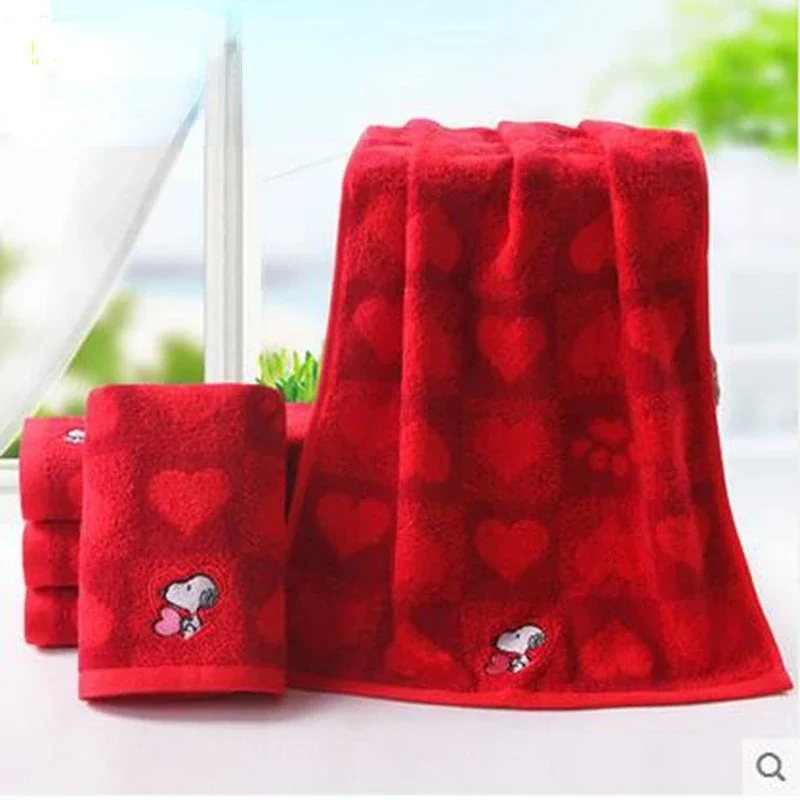 74x34cm Snoopy Cotton Towel Cartoon Embroidered Thickened Bathroom Towels Adults Children Soft Affinity Absorbent Face Towel