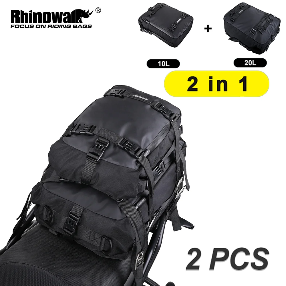 

Rhinowalk 2 Pcs Motorcycle Back Seat Bag 10L+20L Set Motor Tail Saddle Pannier Backpack Luggage With Waterproof Inner Bag