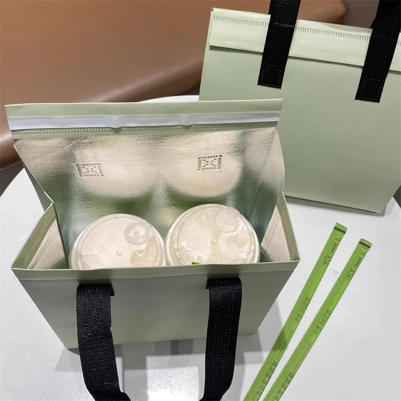 10pcs Green Non-Woven Insulated Tote Bags – Portable Reusable Meal Carrier Pouches for ... - SKU NITB1612 - UGI Packaging