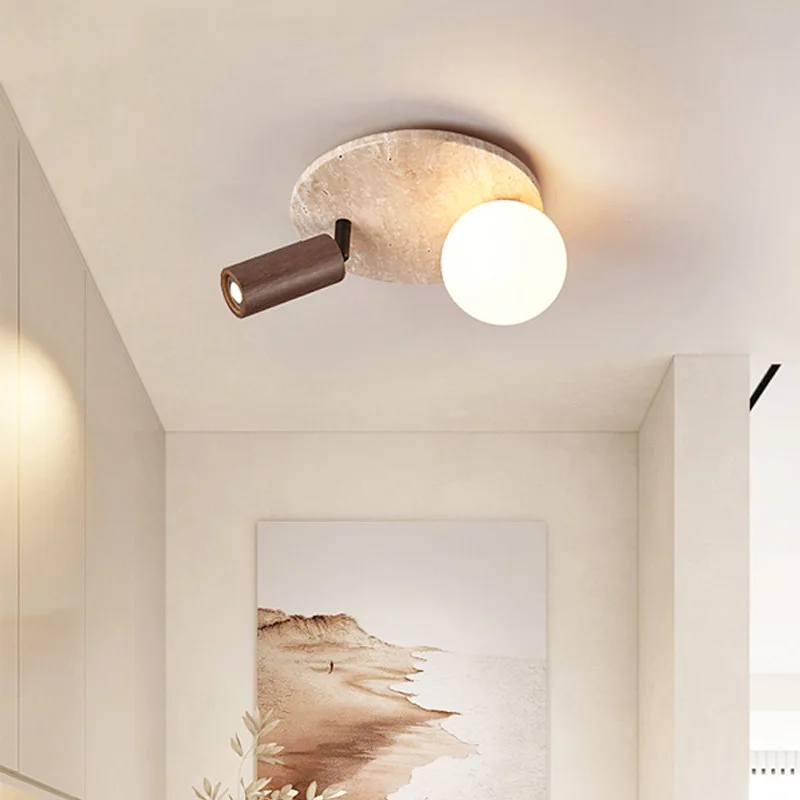 

Японский ваби-саби, вращающийся желтый травертин, потолочные светильники, стеклянный шар, абажур, деревянный прожектор, подвесные светильники для коридора