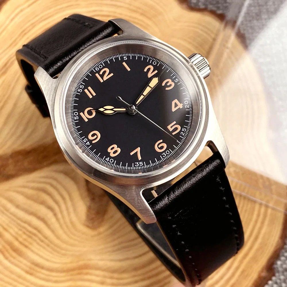 Tandorio 36mm Piloto Vidro Safira NH35A Movimento 20ATM À Prova D 'Água Mergulho Aviação Relógio Masculino Verde Luminoso