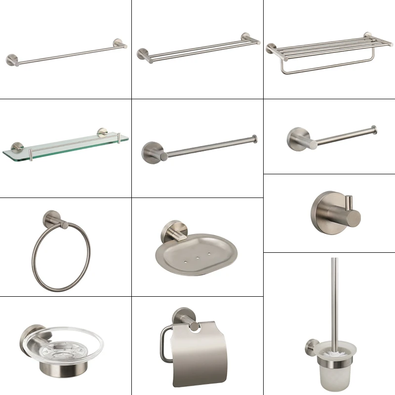 

Bathroom Hardware 304 Stainless Steel Brushed Towel Rack Toilet Paper Holder Soap Holder Towel Bar Toilet Bathroom Accessories