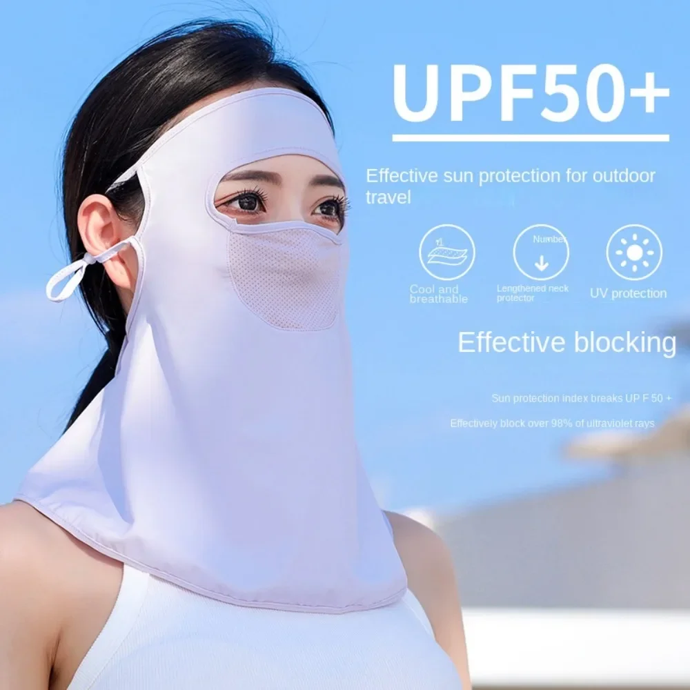 Anti-UV Summer Sunscreen Mask Ice Silk Bib Gini  Ice Silk  Sunscreen Veil Face Scarves Women Neckline Outdoor