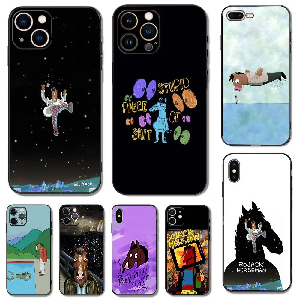 

B-BoJack Horsemans Phone Case For iPhone 16,15,14,13,12,11,Pro,X,XS,Max,XR,Plus,Mini Soft Silicone Black Shockproof TPU