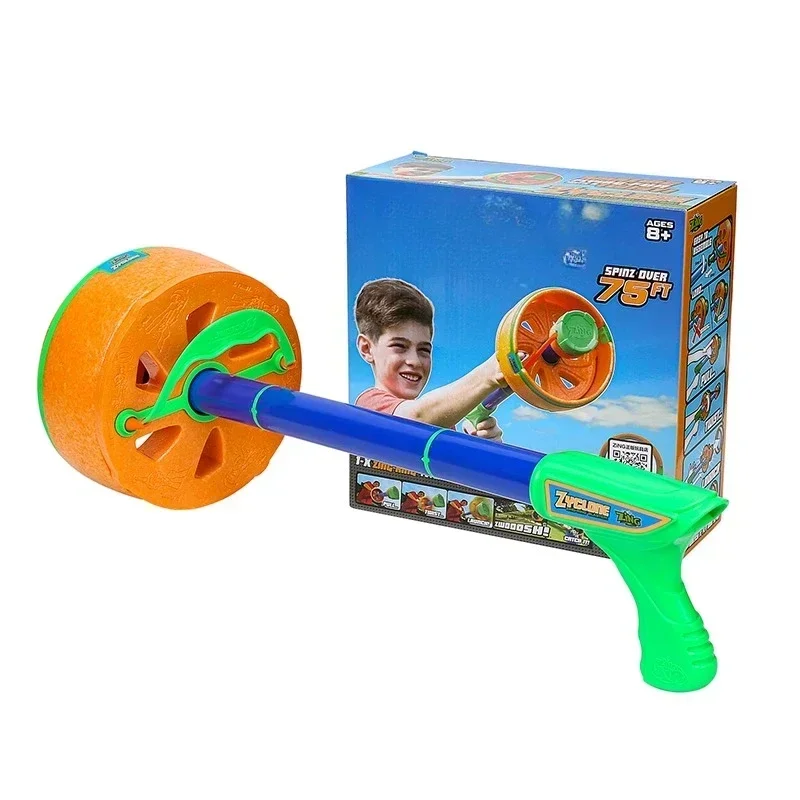 

Flying ring launcher, space toy gun, circular flying saucer gun, flying back and forth, outdoor sports game toys