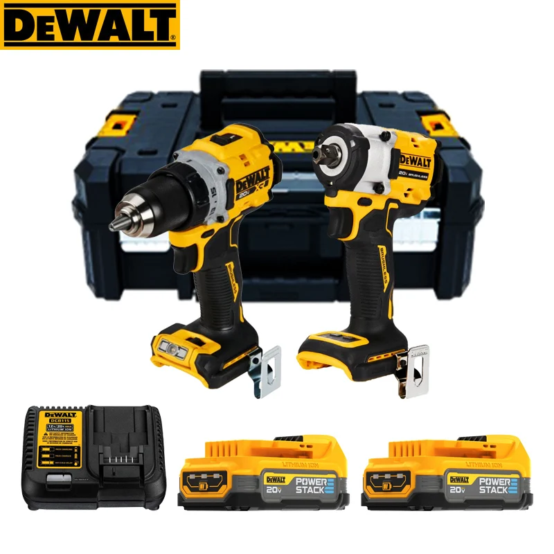 DEWALT DCD800 DCF922 Cordless Electric Drill Impact Wrench Kit 20V Brushless Electric Screwdriver Wrench Power Tools TSTAK II