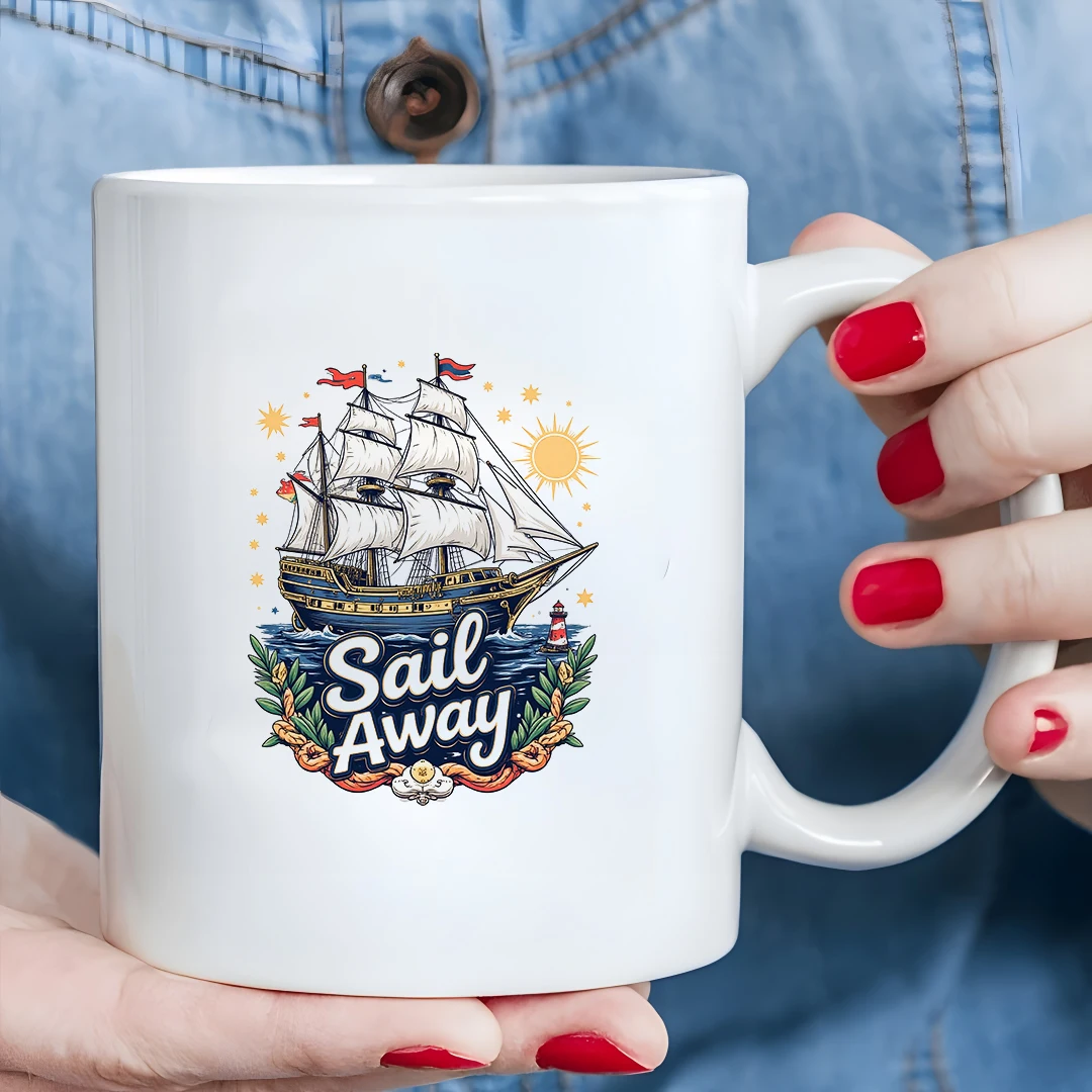 

11oz Nautical Themed Cup Ocean Adventure Cup Childrens Cold Hot Beverage Cup with Ocean Theme Christmas Gift Family Office Cu