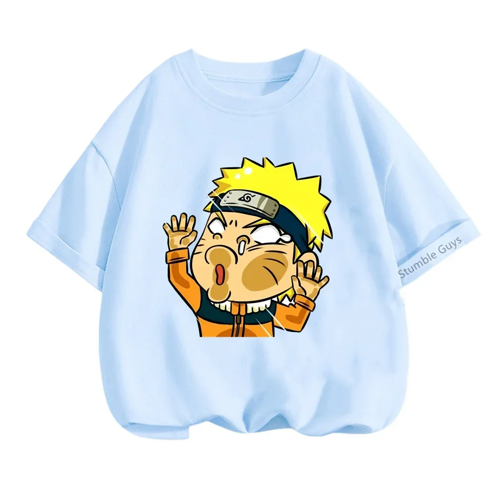 Camiseta de Naruto con estampado de dibujos animados para niños y niñas, Tops de manga corta para adolescentes, ropa de Sakura, Conjunto de camiseta de Anime para niños, Verano