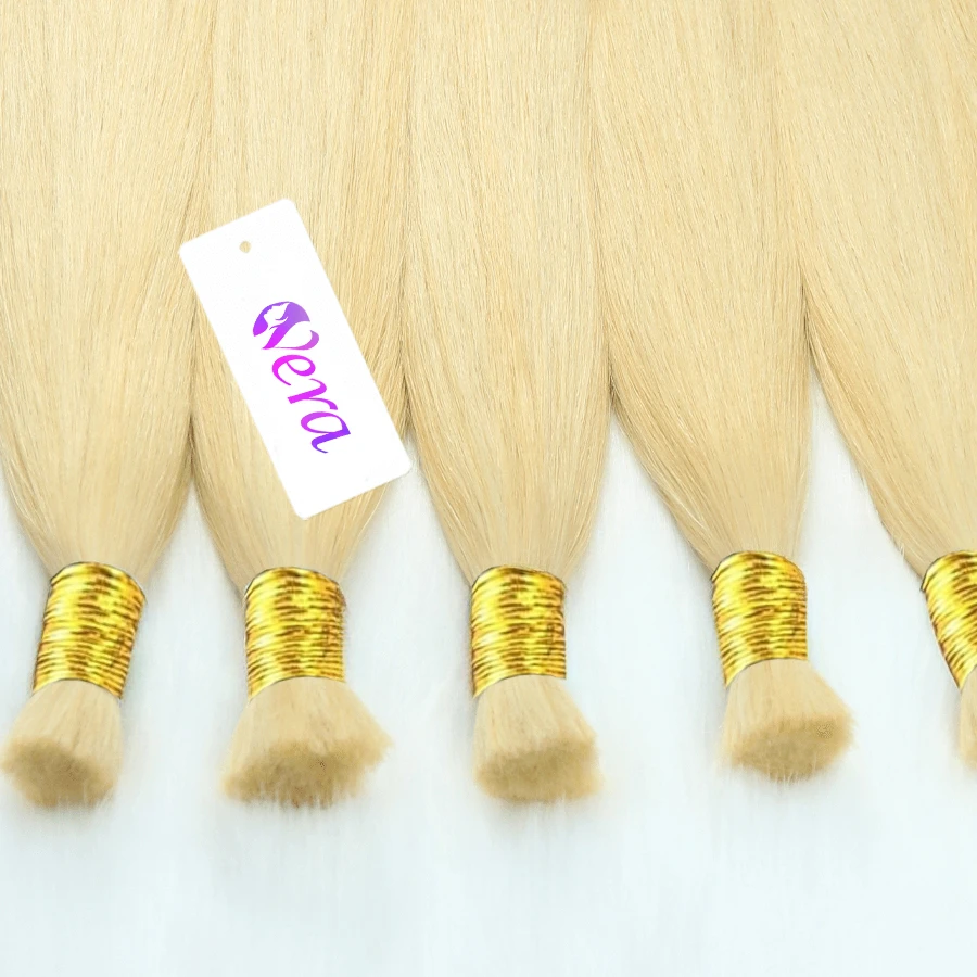 Blonde Human Braiding Hair Bulk Original Human Hair Mega Natural Vietanamese Human Hair No Weft Bulk Hair For Crochet Braids