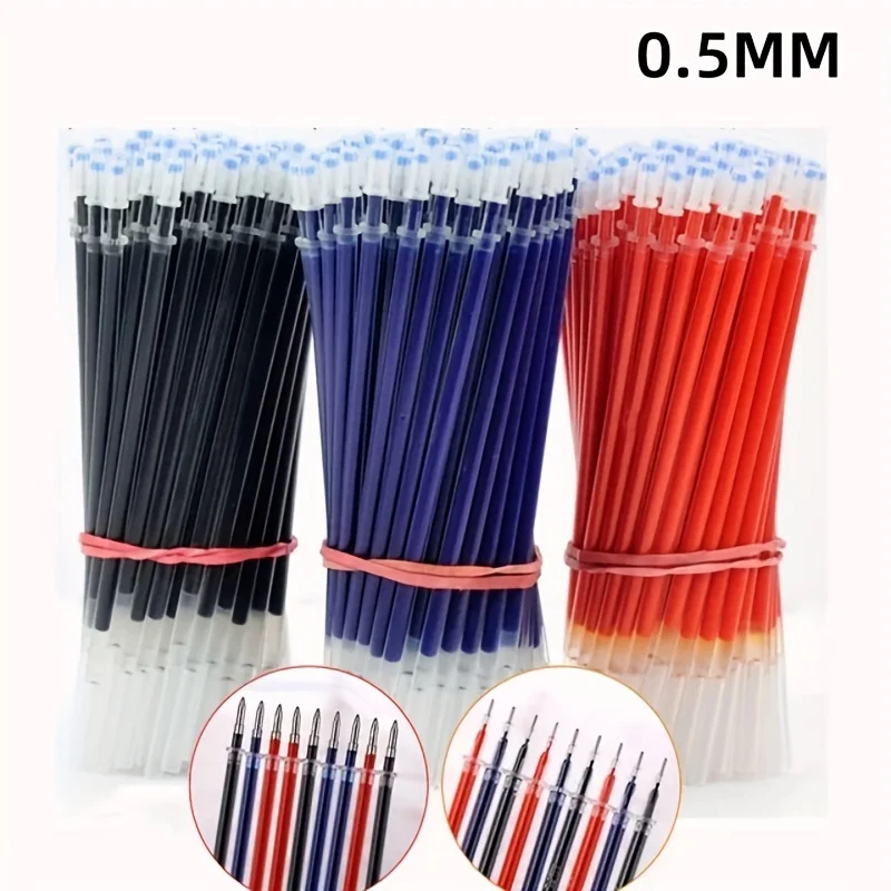 50pcs/lot Gel Pen Refills 0.5mm Classic Blue Red Black Ink Replaceable Refill For Writing 13 CM Office School Supplies